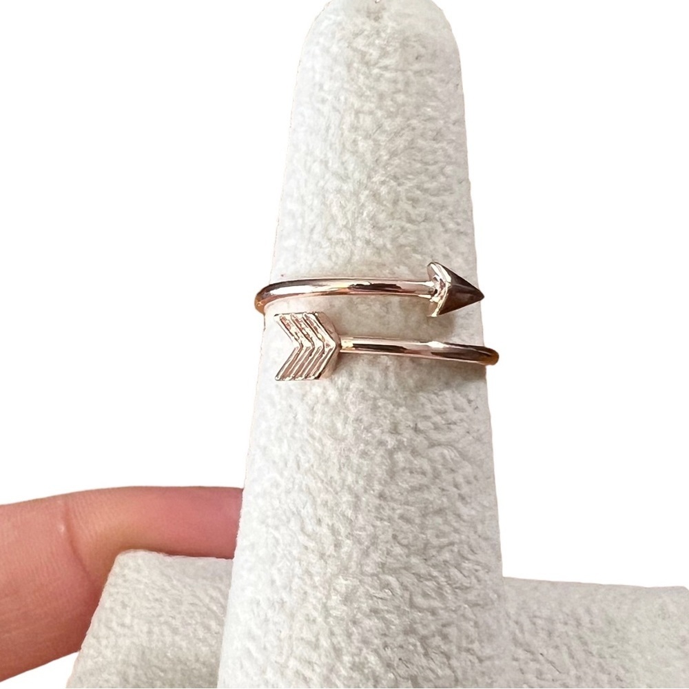 Rose Gold Tone Arrow Thin Dainty Band Wrap Ring